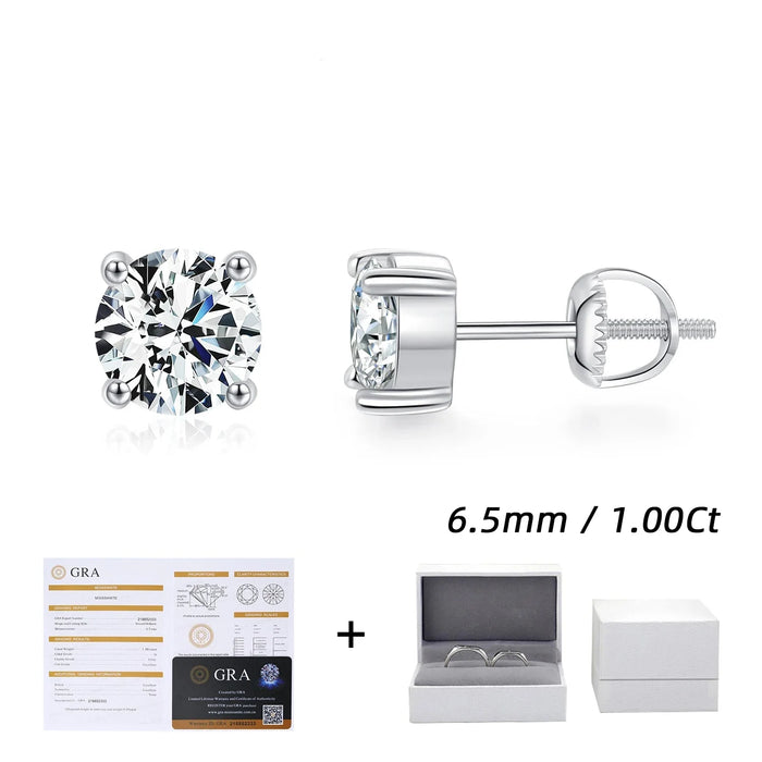 925 Sterling Silver 2.00Ct Moissanite & Lab Diamond Stud Earrings For Womend Colour