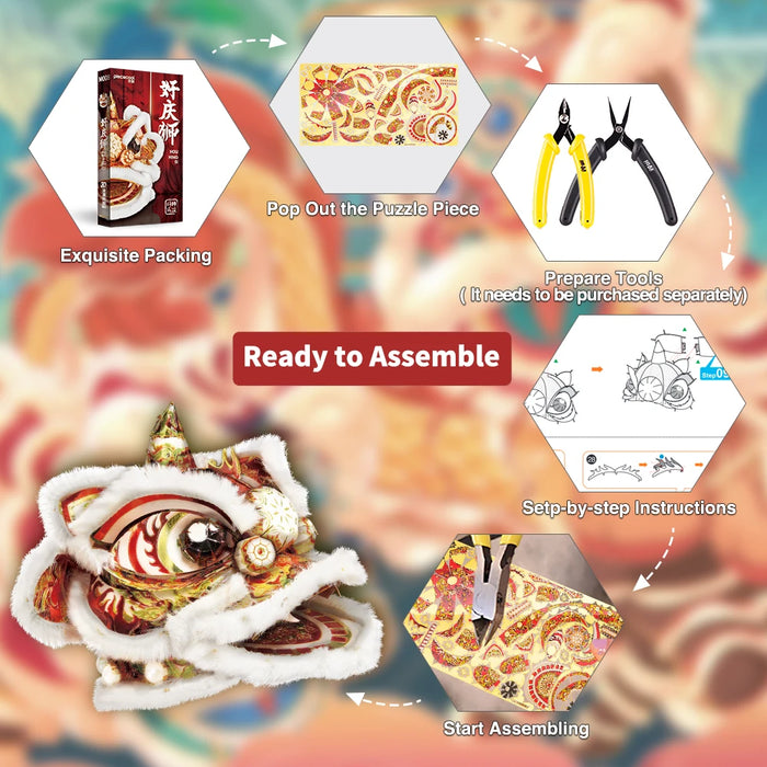 Traditional Chinese Lion Metal Puzzle Kit Creative Gift