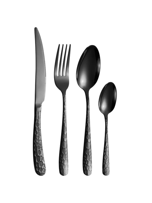 4 / 6 / 16 / 24 Piece Black Stainless Steel Cutlery Set 24 Piece For Home Kitchen And Holiday Dinners
