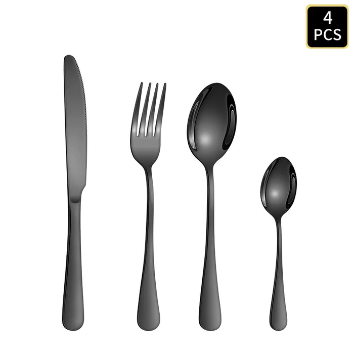 4 / 16 / 24 Piece Stainless Steel Cutlery Set Round Handle Wedding / Hotel