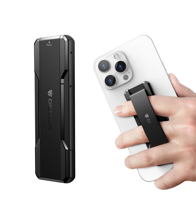 2-In-1 Portable Slim Grip Holder Telescopic Finger Kickstand 2 Cell Phone Strap Adhesive Loop Finger Holder