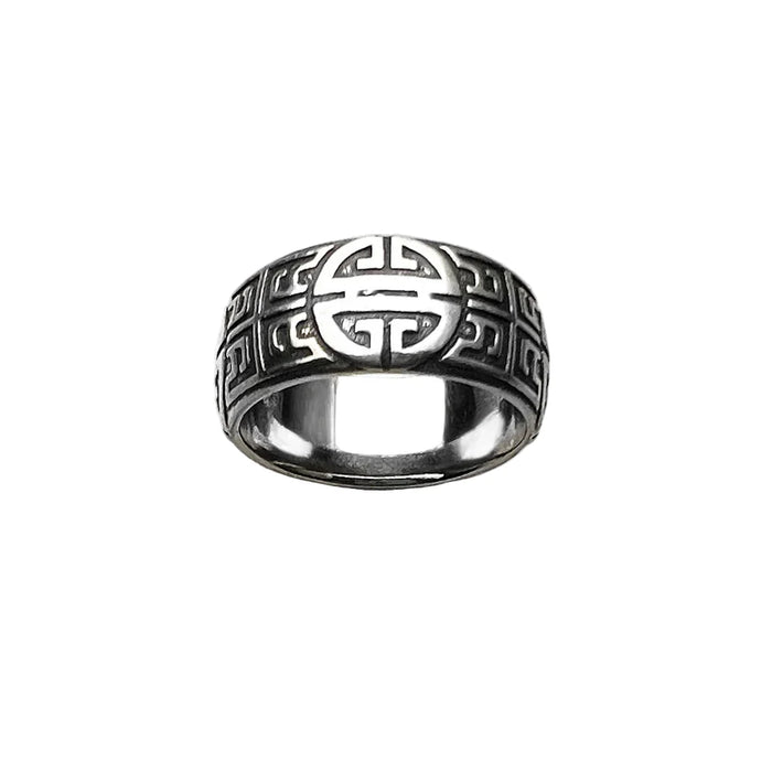 925 Sterling Silver Ethnic Band Ring Autumn Buddhist Prayer