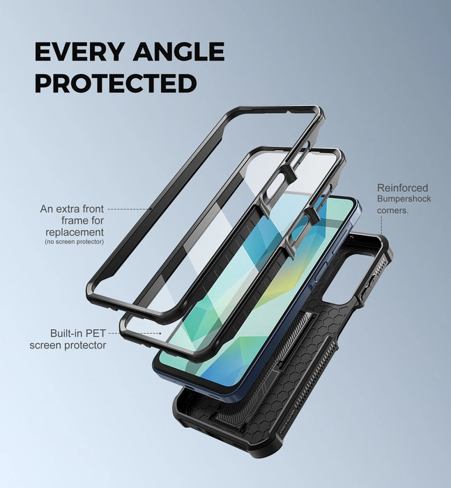 For Samsung Galaxy A16-5G Heavy Duty Military Grade Protection Shockproof Case With Bulit-In Magnetic Slide Camera Case