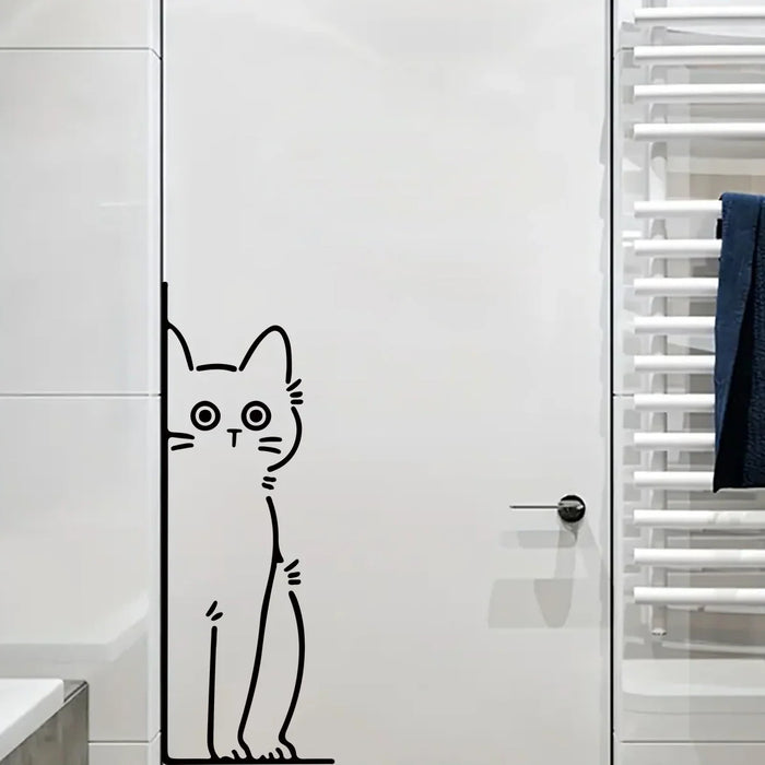 1Pc Self Adhesive Wall Stickers For Home Decor Black Lines Peeping Cats Decals