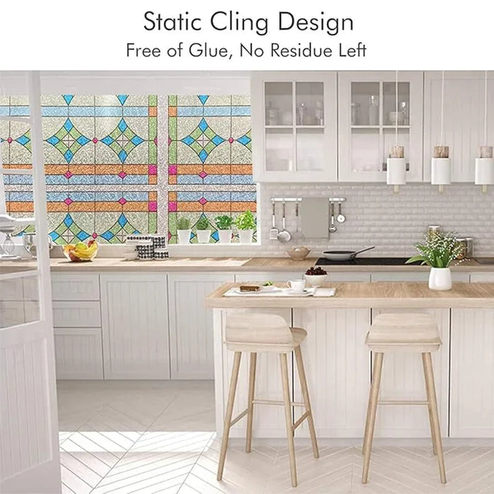 Decorative Privacy Glass Film - Stained Heat Transfer Frosted Window Sticker For Kitchen Door