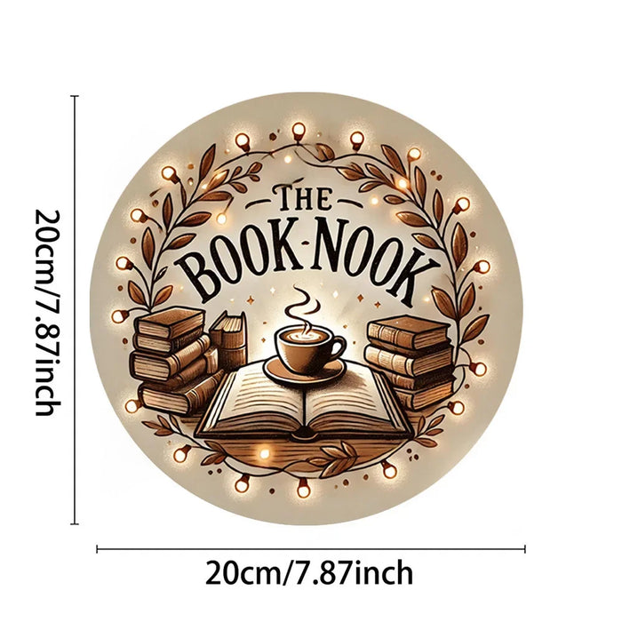 Waterproof 1Pc Book Nook Themed Aluminum Wall Art 8X8 Inch Inches