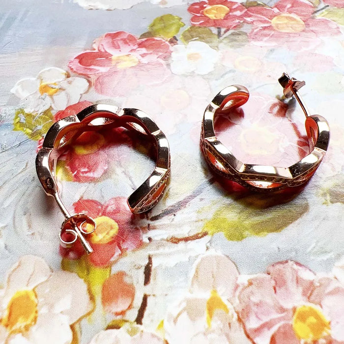 925 Sterling Silver Rose Gold Infinity Love Hoop Earrings Romantic Gift For Women
