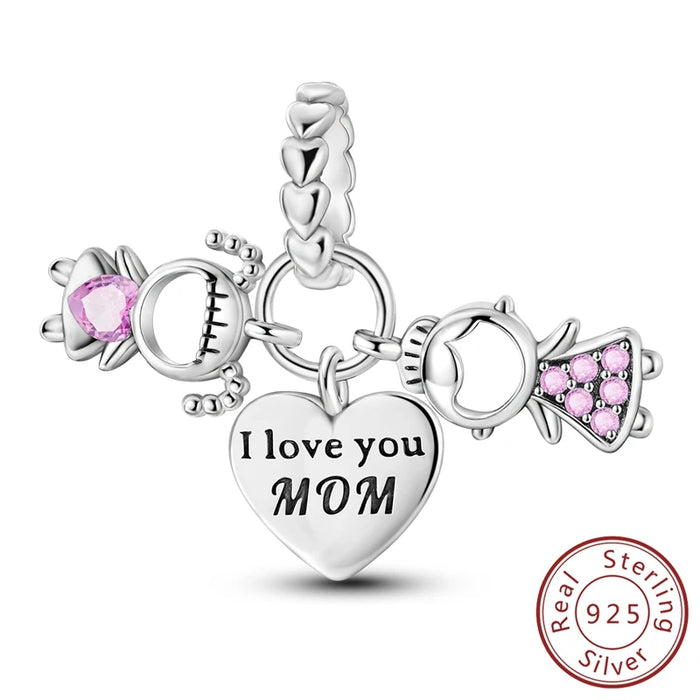 925 Sterling Silver Sister Charm Pendant Fits Bracelet Diy Gift