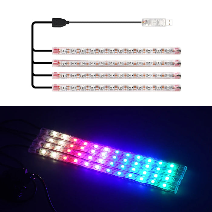 48Led Usb Car Foot Light Strip Music Control App & Button Switch Full Colour Atmosphere Decor 5V