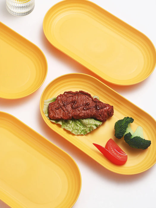 2 / 4 / 6 Piece Reusable Plastic Oval Plates For Restaurant Family Kitchen Picnic Camping