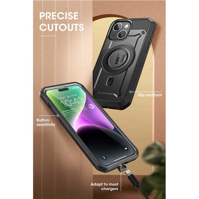 For Iphone 15 Plus 2023 Ub Pro Mag Case Full Body Rugged With Built-In Screen Protector & Kickstand & Belt Clip