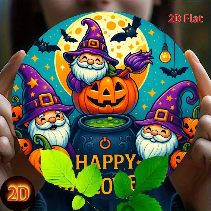 Round Metal Halloween Sign For Festive Decor