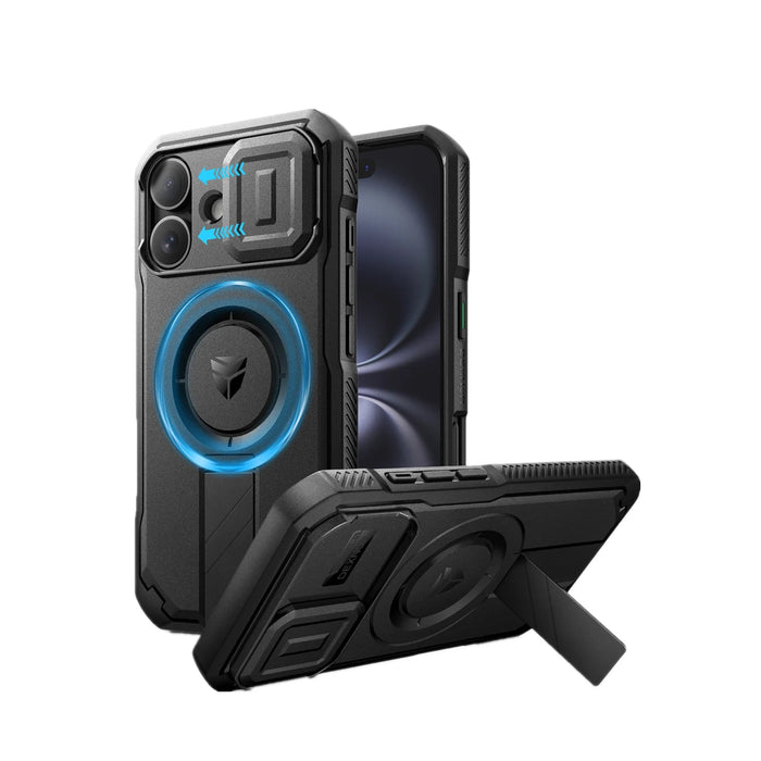 For Iphone 16 Shockproof Bumper Slim Protective Compatible Magsafe Case With Slide Camera Case And Adjustable Kickstand