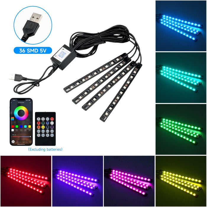 Rgb Car Interior Led Light Kit Remote Control