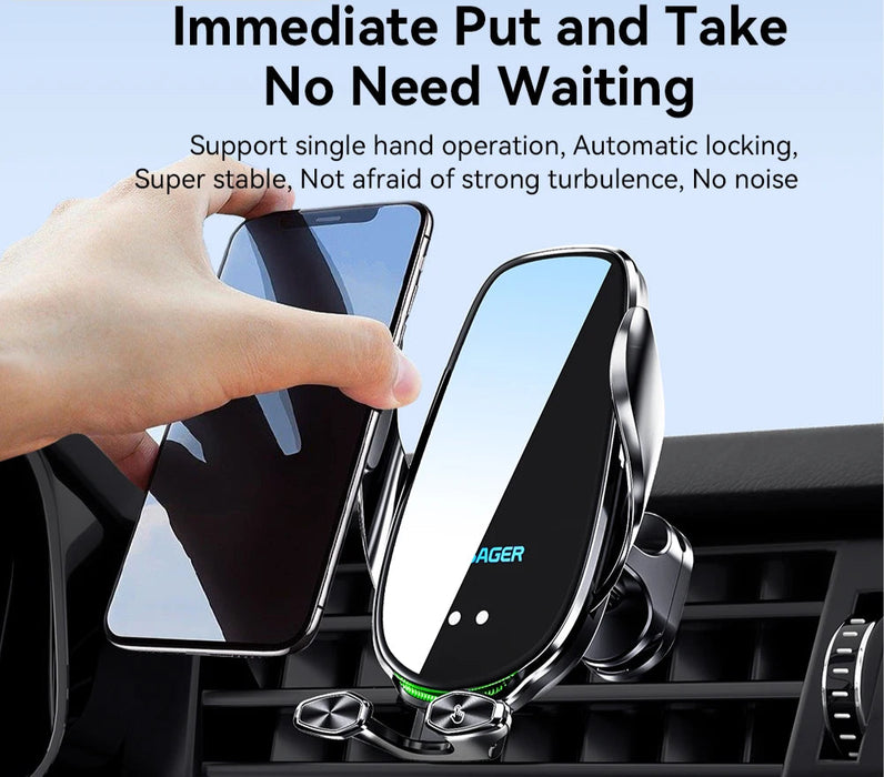 Qi 15W Wireless Charger Car Phone Holder In Car Air Vent Mount For Iphone 16 15 14 13Pro Max Xiaomi Huawei Fast Charging