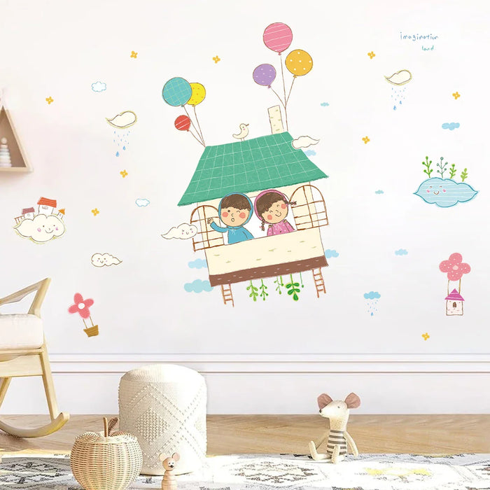 Adorable Cartoon Balloon Wall Stickers For Nursery Decor