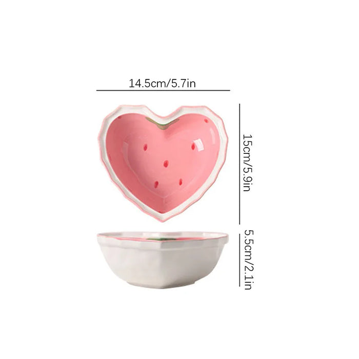 3 Piece Strawberry Bowl Spoon And Plate Set For Beautifully Served Desserts