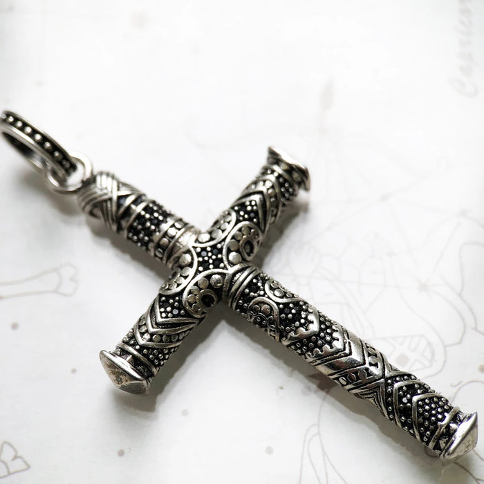 925 Sterling Silver Maori Cross Pendant Ethno Jewelry For Women & Men
