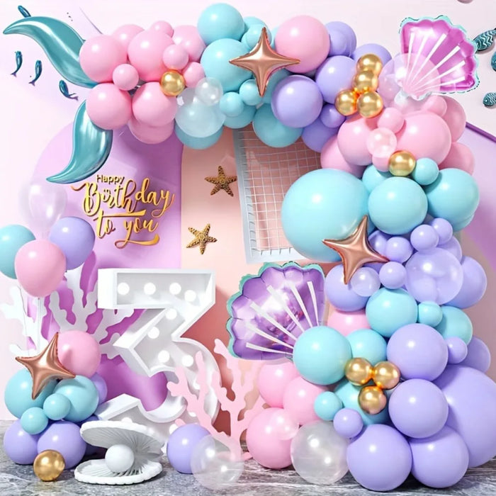99Pcs Mermaid Themed Balloon Garland Arch Set Suitable For Birthday Parties And Celebration Decorations Indoor And Outdoor Use