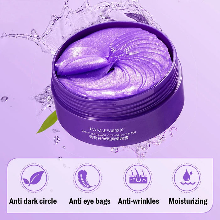 60 Piece Grape Crystal Collagen Eye Mask Anti Dark Circles Bags Aging Moisturizing Patches For Eyes