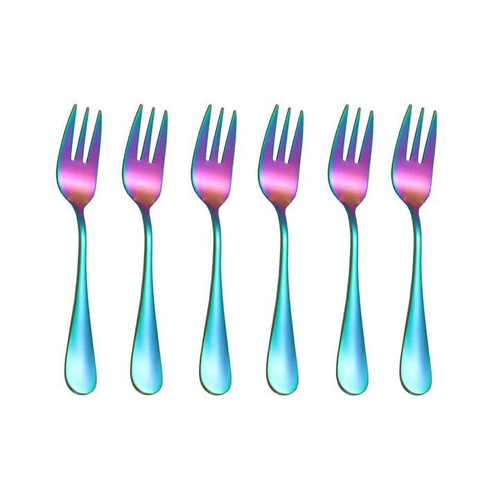 6 Piece Stainless Steel Fruit Fork Set Perfect For Entertaining