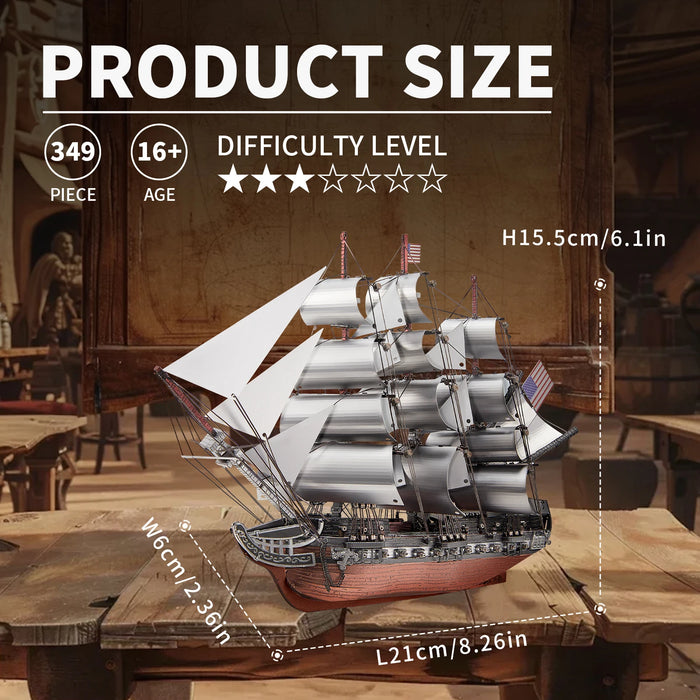 Adult Diy 3D Metal Sailing Frigate Puzzle Kit