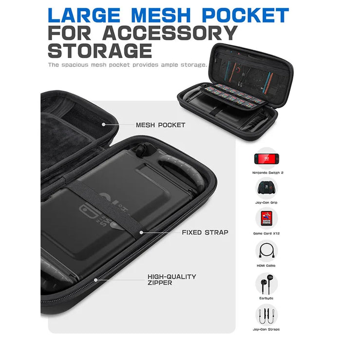 For Nintendo Switch 2 / Switch 1 / Oled Large Capacity Waterproof Hard Shell Case With 12 Game Card Slots