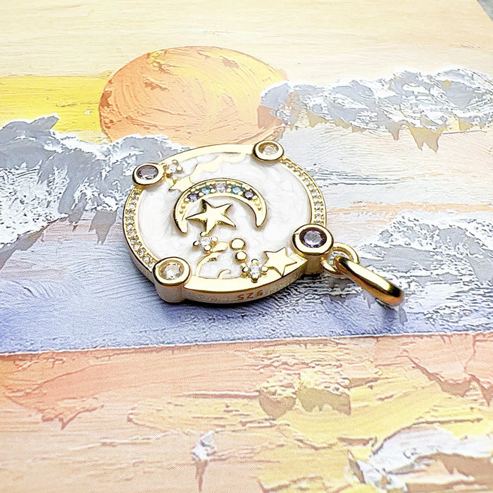 925 Sterling Silver Boho Crescent Moon Pendant Spring Jewelry For Women