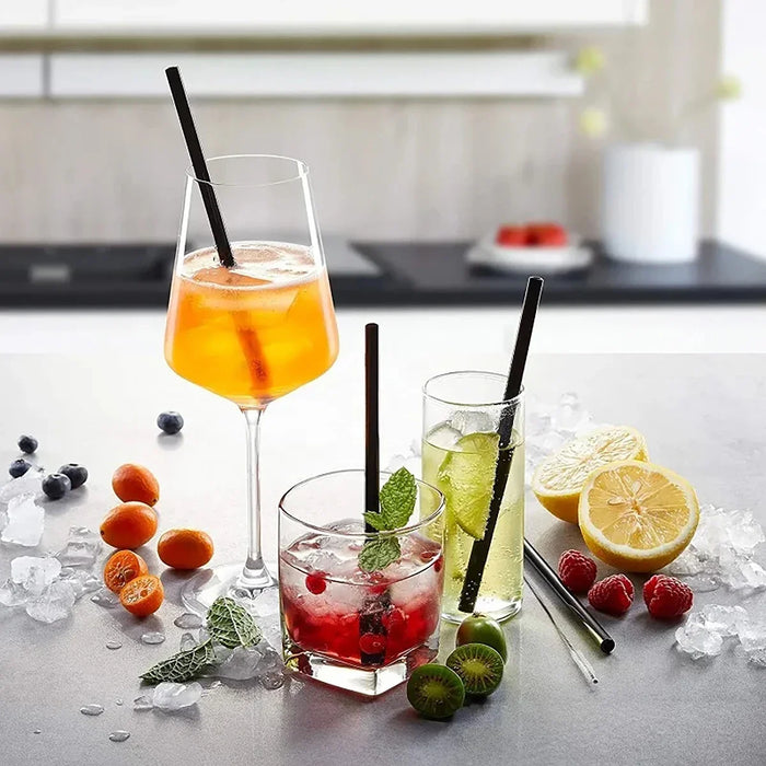 8 Piece Reusable Glass Straws Eco Friendly & Colourful