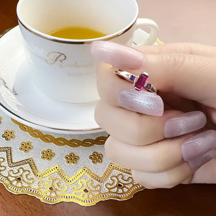 925 Sterling Silver Baguette Cut Ring Rose Gold Europe Style Fine Jewelry For Women