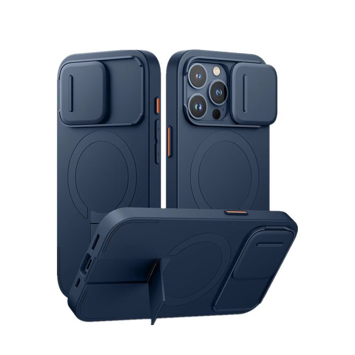 For Iphone 15 Pro Max Magsafe Shockproof Bumper Slim Protective Case With Magnetic Camera Slide And Kickstand