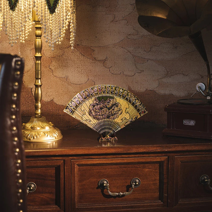 Gold Landscape Folding Fan 3D Metal Puzzle For Adults Summer Gift