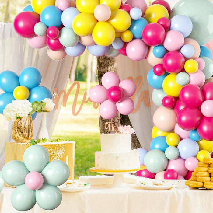 112Pcs Flower Balloon Garland Set-Suitable For Birthday Parties Anniversary Celebrations Theme Events And Other Scene Decoration