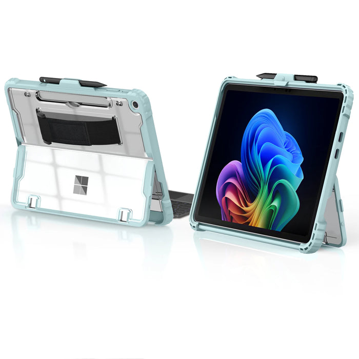 For Microsoft Surface Pro 12" 2025 All-In-One Rugged Transparent Protective Case With Pen Holder & Hand Strap