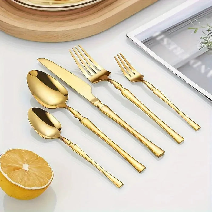 4 / 6 / 16 / 24 Piece Stainless Steel Cutlery Set Gold Kitchen Utensils