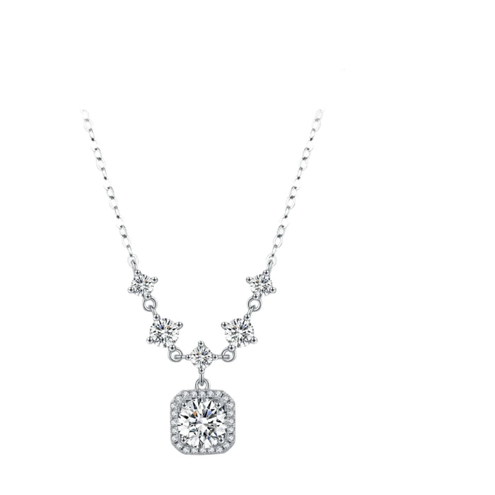 925 Sterling Silver Dazzling 1Ct D Colour Moissanite Necklacehalo Pendant For Women