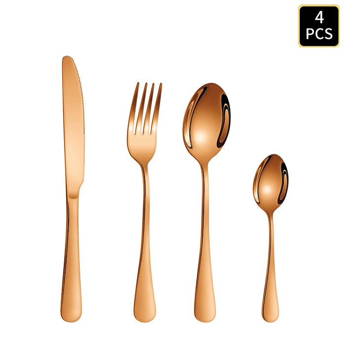 4 / 16 / 24 Piece Stainless Steel Cutlery Set Round Handle Wedding / Hotel