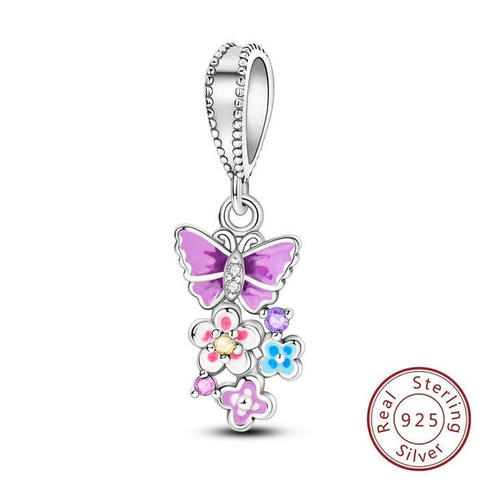 925 Sterling Silver Butterfly Pendant Fits Bracelet Diy Gift For Women