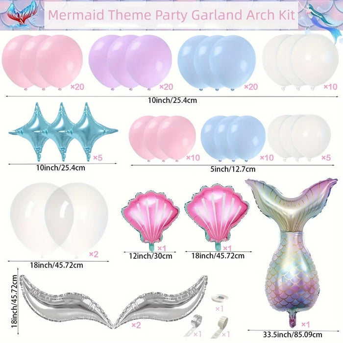 110Pcs Mermaid Party Wreath Kit Birthday Anniversary Celebrations - Indoor / Outdoor Decoration Mermaid Party Decoration Supplies