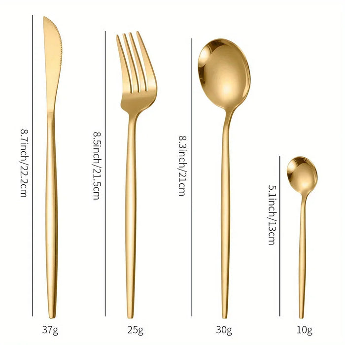24 Piece Golden Stainless Steel Flatware Set