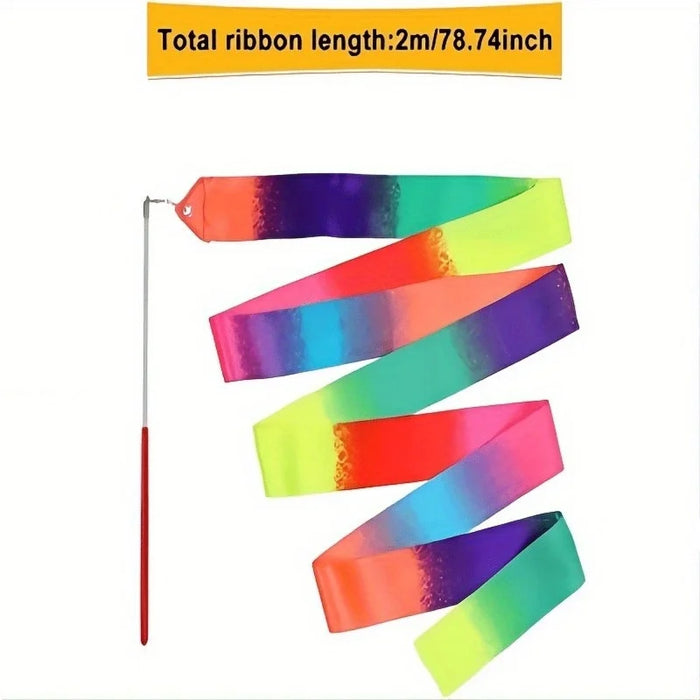 2 Pack Rainbow Dance Ribbons With Stick For Kids