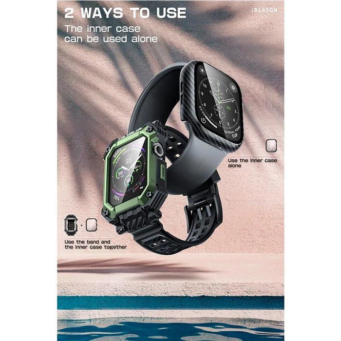 For Apple Watch 9 / 8 / 7 45Mm Armorbox Shockproof Rugged Bumper Watch Band With 2 X Tempered Glass Screen Protector