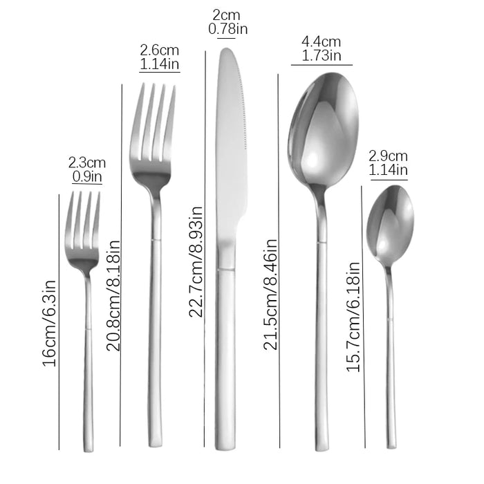 6 / 30 Piece Stainless Steel Tableware Set High End Silver Cutlery For Kitchen & Restaurant