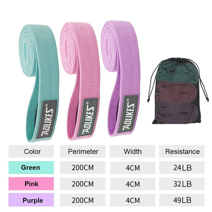 3 Piece Elastic Loop Band Set For Fitness & Yoga