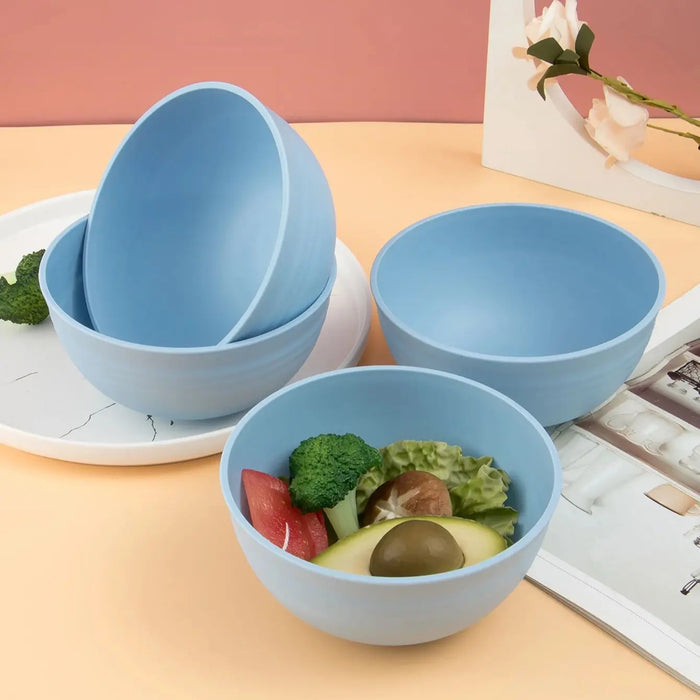 4 / 6 / 8 Piece Reusable Light Blue Cereal Bowls Ideal For Food Dessert Camping