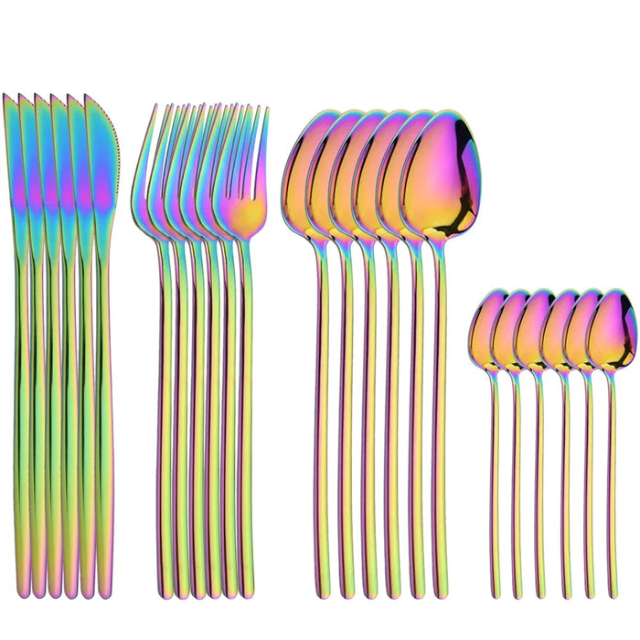 24 Piece Gold Stainless Steel Flatware Set