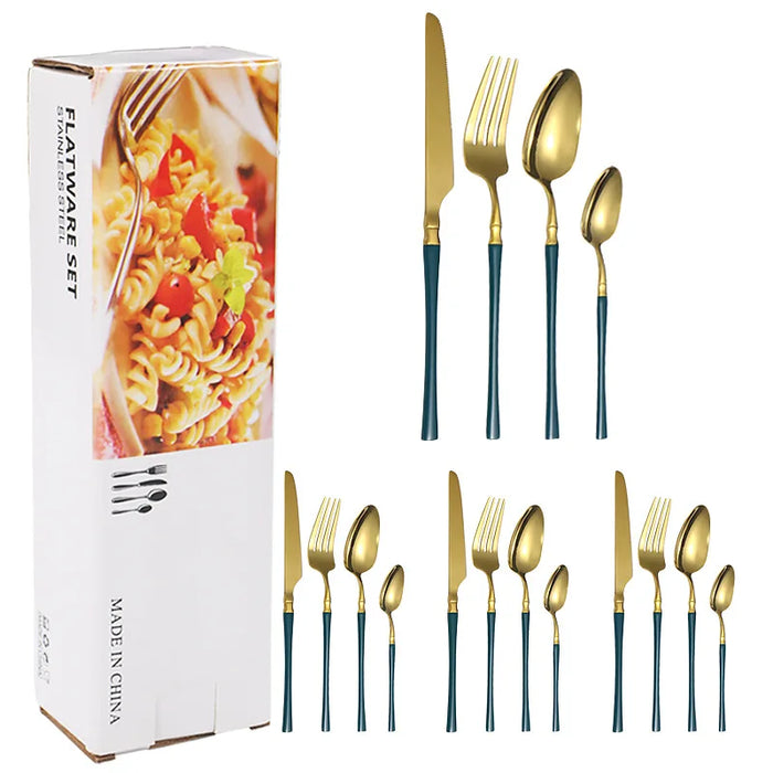 16 Piece Stainless Steel Tableware Set For Restaurants And Hotels