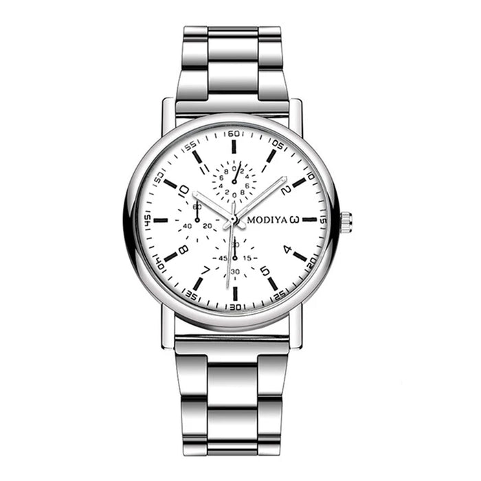 Silver Alloy Mens Casual Quartz Watch