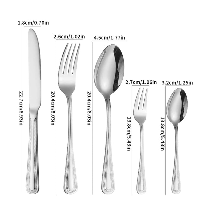 4 / 6 / 16 / 24 Piece Stainless Steel Black Tableware Set