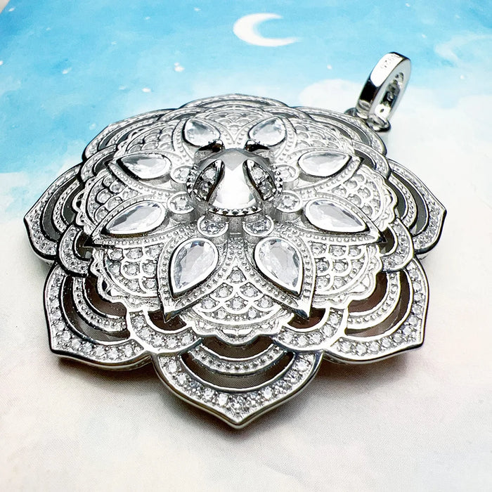 925 Sterling Silver Real Lotus Flower Pendant Romantic Gift For Women